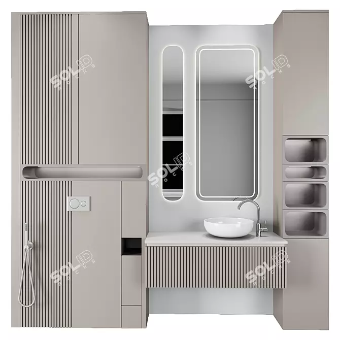 Modern Bathroom Vanity Set 3D model image 1