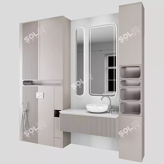 Modern Bathroom Vanity Set 3D model image 2