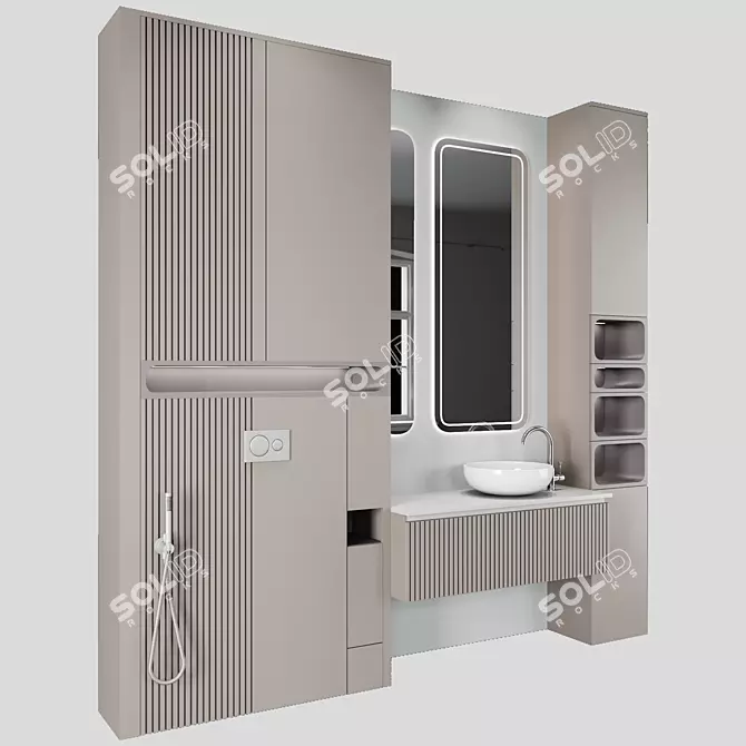 Modern Bathroom Vanity Set 3D model image 3