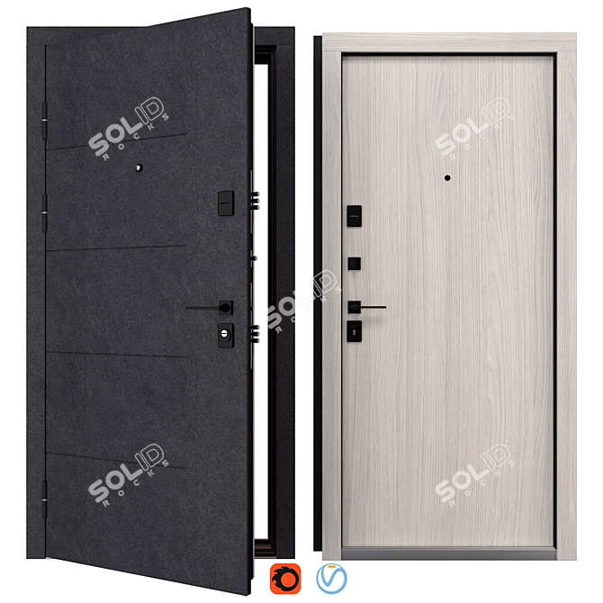 Rodos F-101 Metal Door, 900x2050mm 3D model image 1