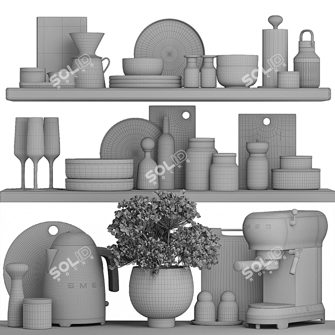 Kitchen 3D Model Accessories Kit 3D model image 4