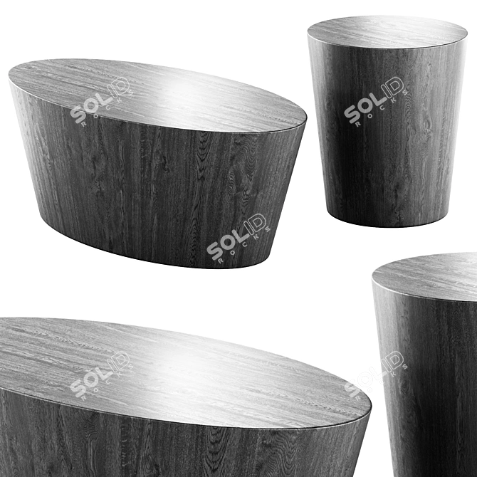 Sunpan Oval Wood Table Set 3D model image 1