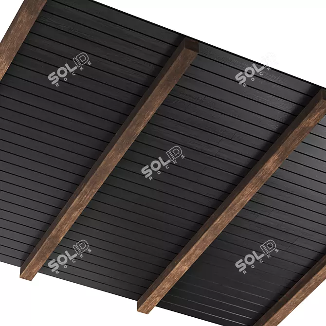 Straight Unwrap Wooden Ceiling, Деревянный потолок 3D model image 3