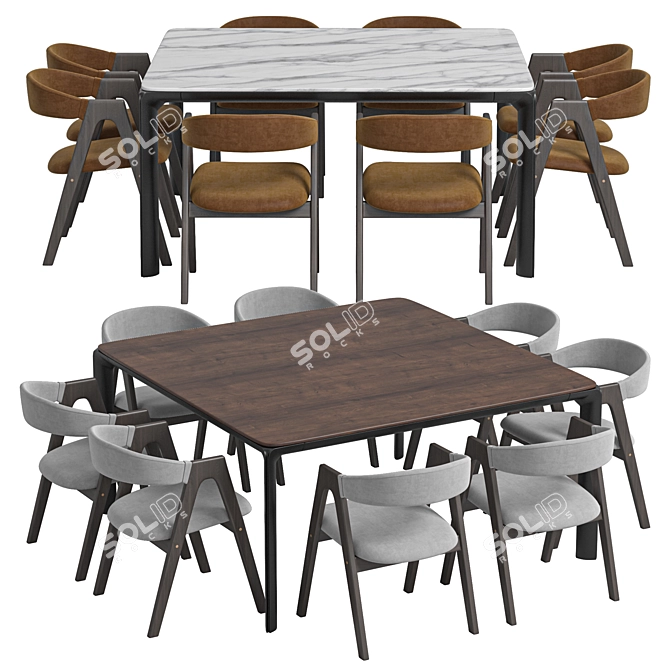  Deephouse Dublin Chair & HOMEY Table Set 3D model image 1