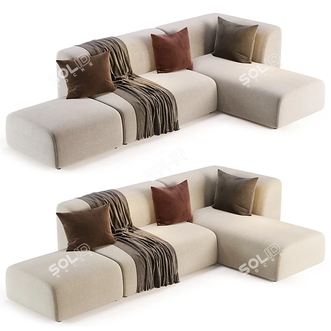 Industrial Loft Gray Corner Sofa 3D model image 1