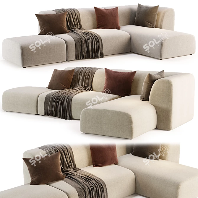 Industrial Loft Gray Corner Sofa 3D model image 3