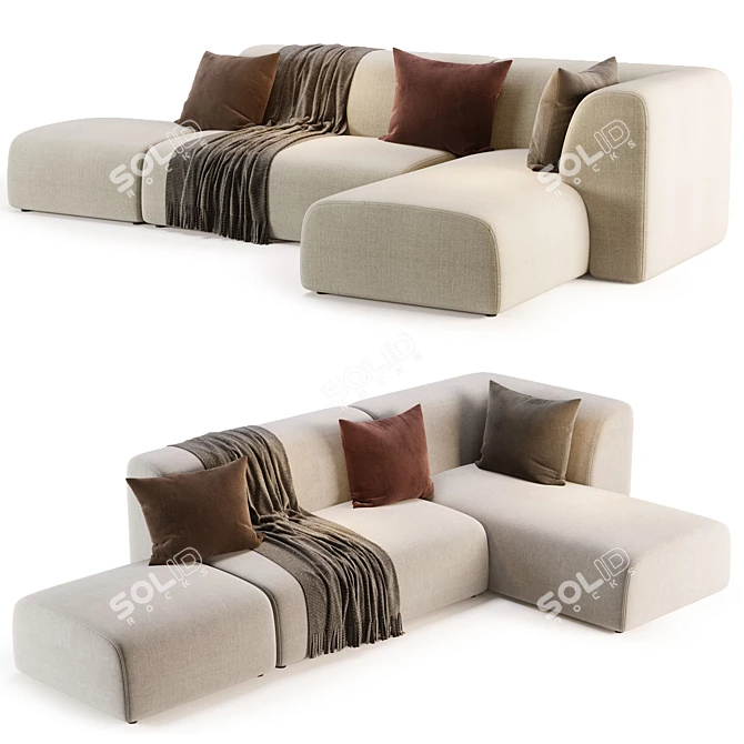 Industrial Loft Gray Corner Sofa 3D model image 4