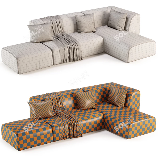 Industrial Loft Gray Corner Sofa 3D model image 5