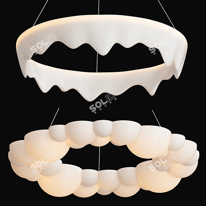 Modern Chic Chandelier Duo 3D model image 2