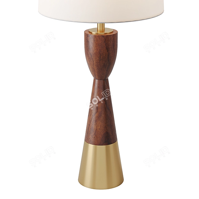  Brentwood Walnut and Brass Table Lamp 3D model image 2