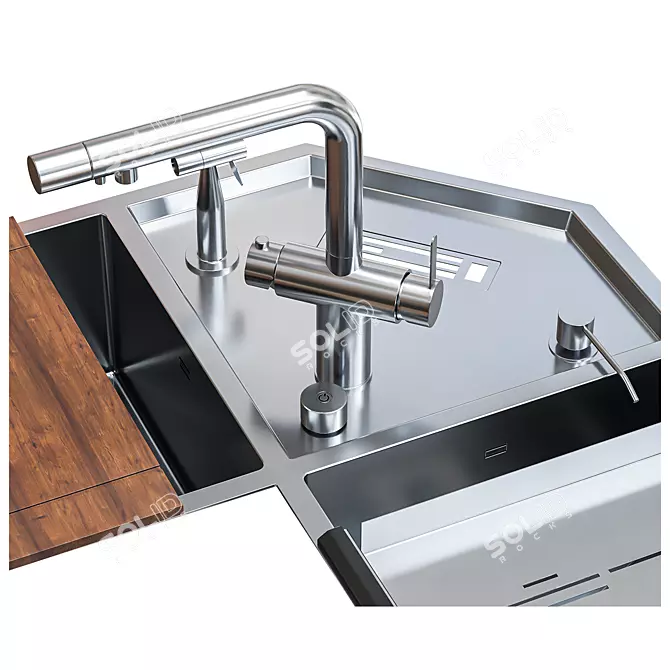 Corner Kitchen Sink Set 3 3D model image 12