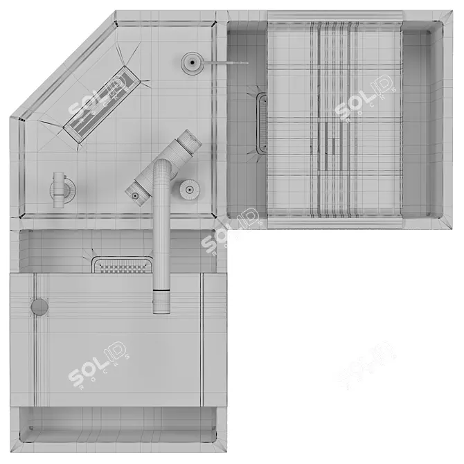 Corner Kitchen Sink Set 3 3D model image 14