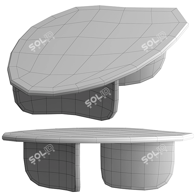 Modern Wood and Marble Coffee Table 3D model image 6