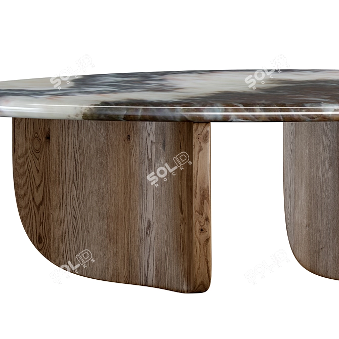 Modern Wood and Marble Coffee Table 3D model image 2