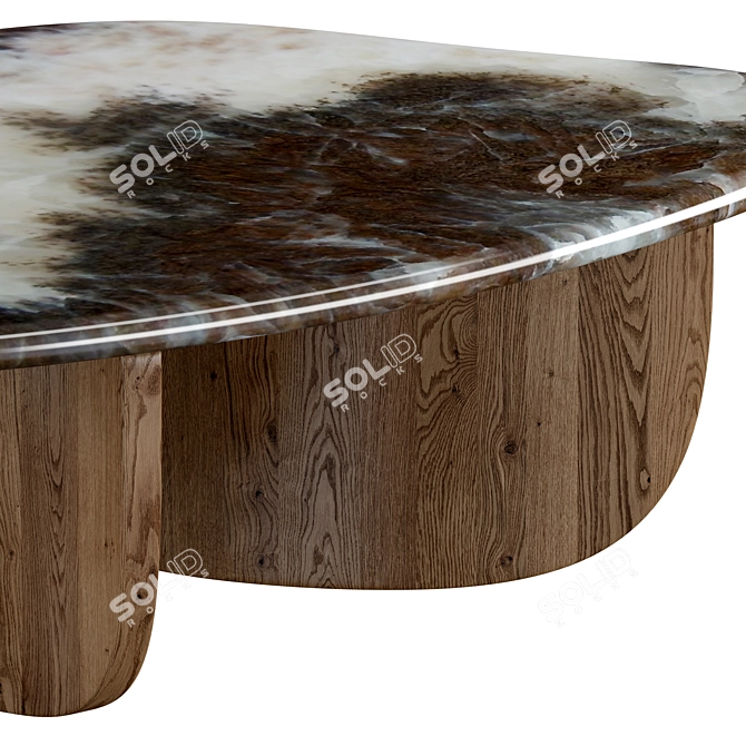 Modern Wood and Marble Coffee Table 3D model image 3