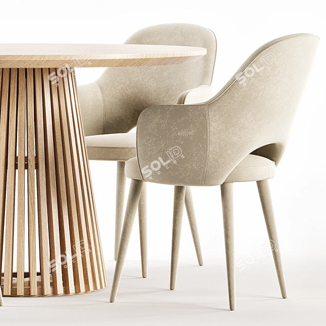 Modern Teak Dining Set Design 3D model image 3