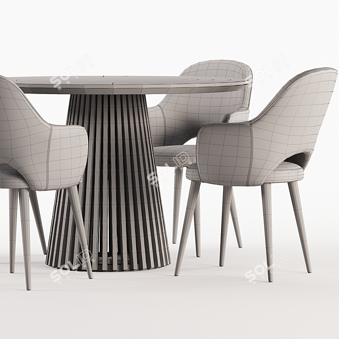 Modern Teak Dining Set Design 3D model image 4