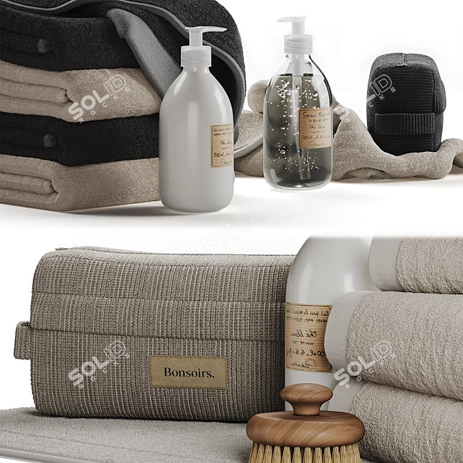 Bonsoirs Towel Set collection 3D model image 5