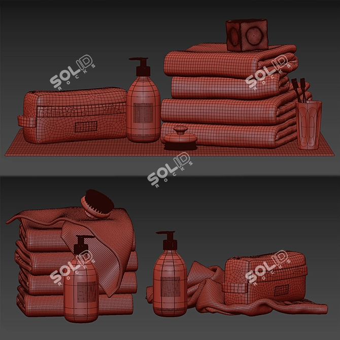 Bonsoirs Towel Set collection 3D model image 6