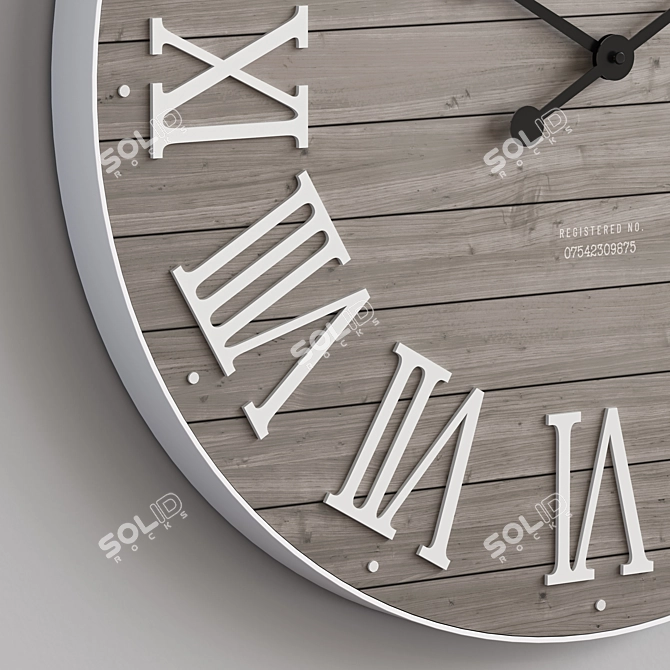 Grey Roman Numeral Wall Clock 3D model image 2