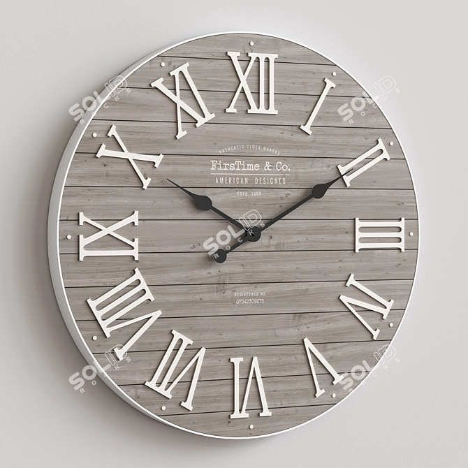 Grey Roman Numeral Wall Clock 3D model image 3