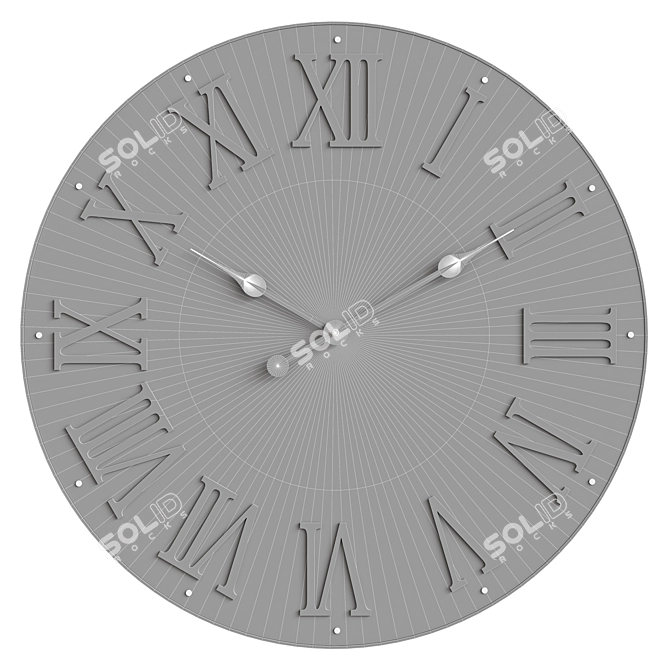 Grey Roman Numeral Wall Clock 3D model image 4