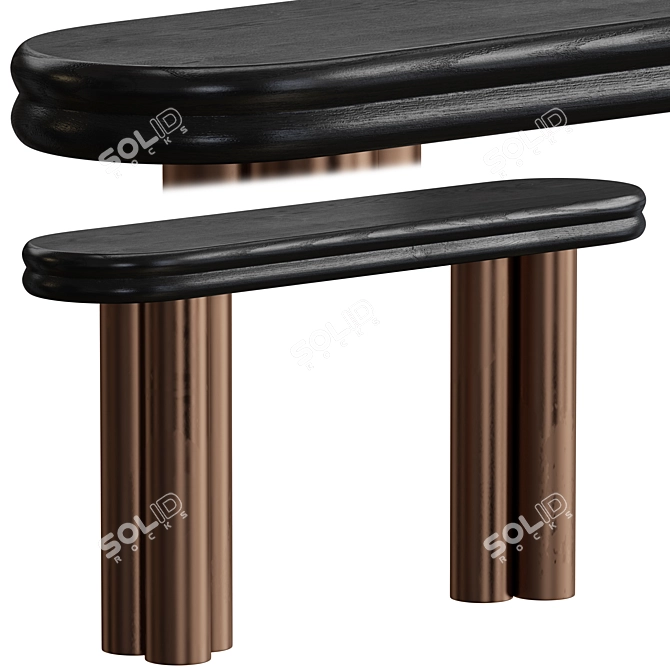 Wood & Metal Console Vray 3D model image 1