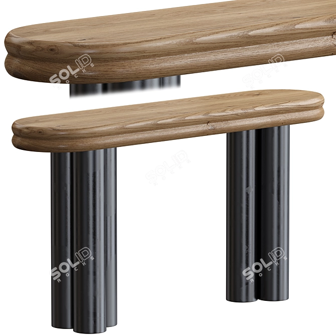 Wood & Metal Console Vray 3D model image 2