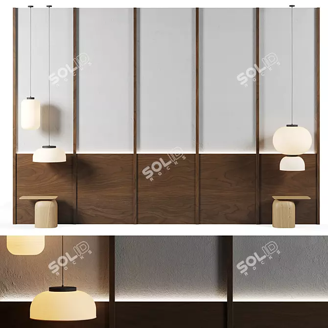 Designer Bed Headboard & Lighting 3D model image 2