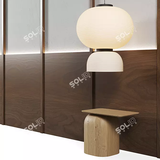 Designer Bed Headboard & Lighting 3D model image 3