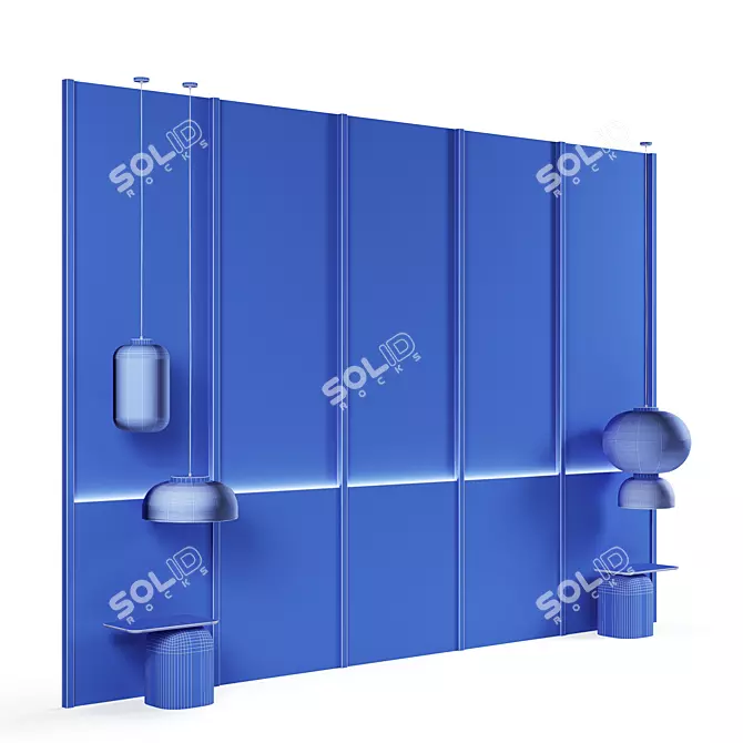 Designer Bed Headboard & Lighting 3D model image 5