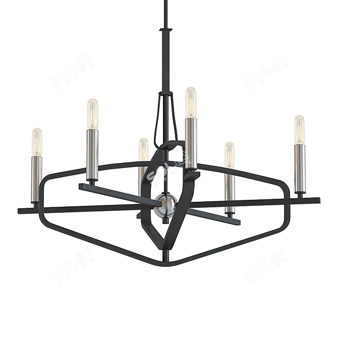 Sleek Sand & Nickel Chandelier 3D model image 1