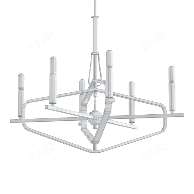 Sleek Sand & Nickel Chandelier 3D model image 2