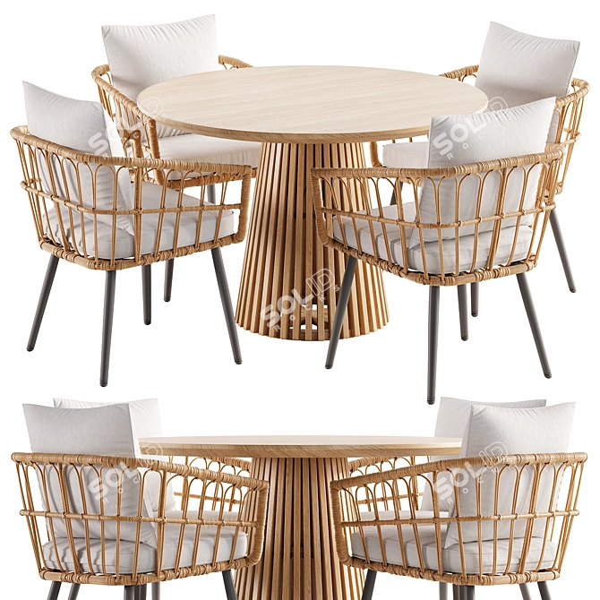 Modern Dining Set Furniture Ensemble 3D model image 1