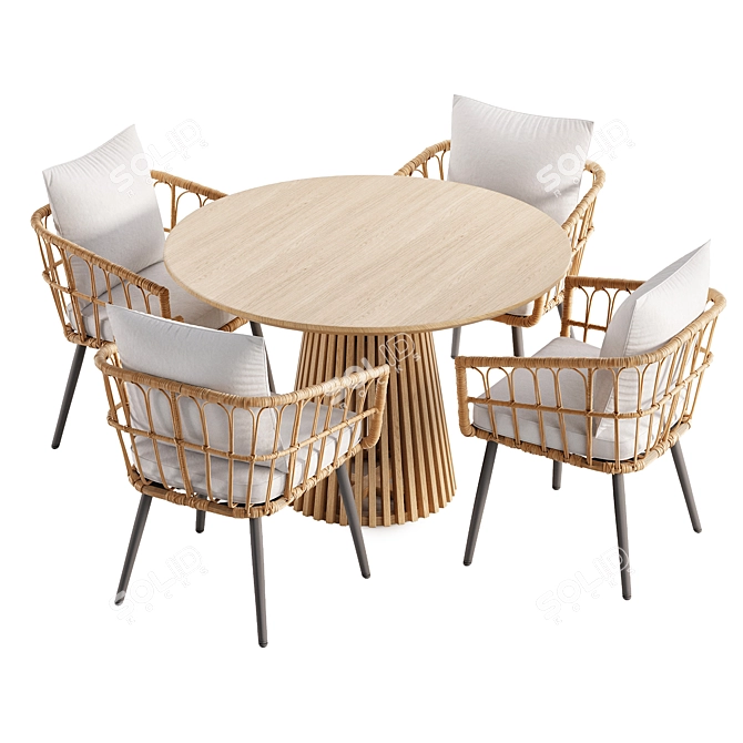 Modern Dining Set Furniture Ensemble 3D model image 4