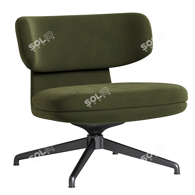 Elegant Swivel Easy Chair Piccadilly 3D model image 2