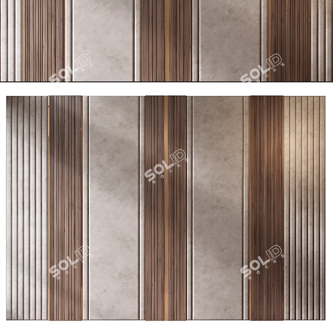 Elegant Wood Panel Set 3D model image 1