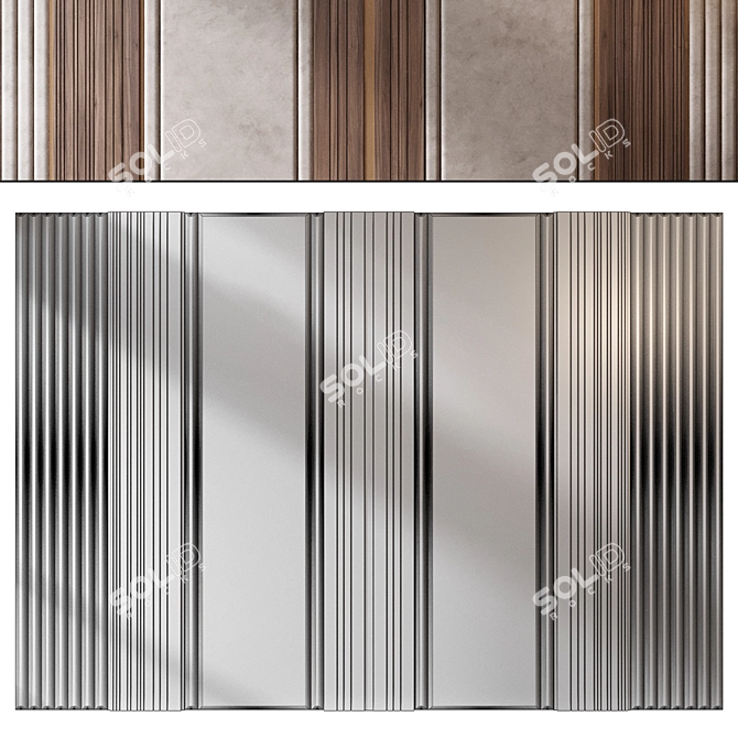 Elegant Wood Panel Set 3D model image 2