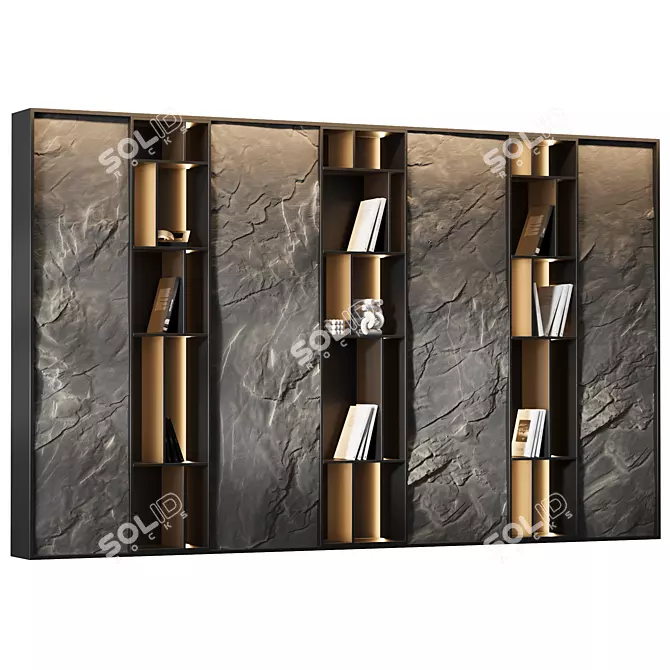 Geometric Stone Panel Display Shelf 3D model image 3