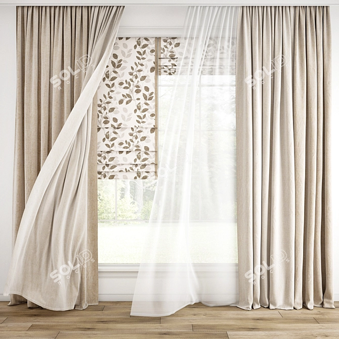 Polygonal Curtain Model Set 3D model image 1