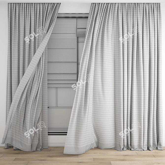 Polygonal Curtain Model Set 3D model image 3