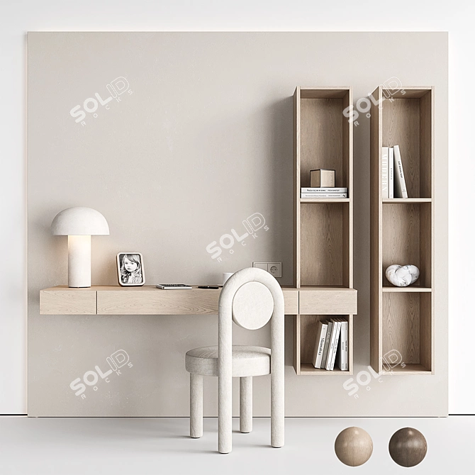 Modern Workspace Furniture Set 3D model image 1