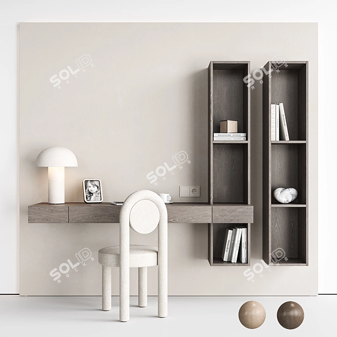 Modern Workspace Furniture Set 3D model image 2