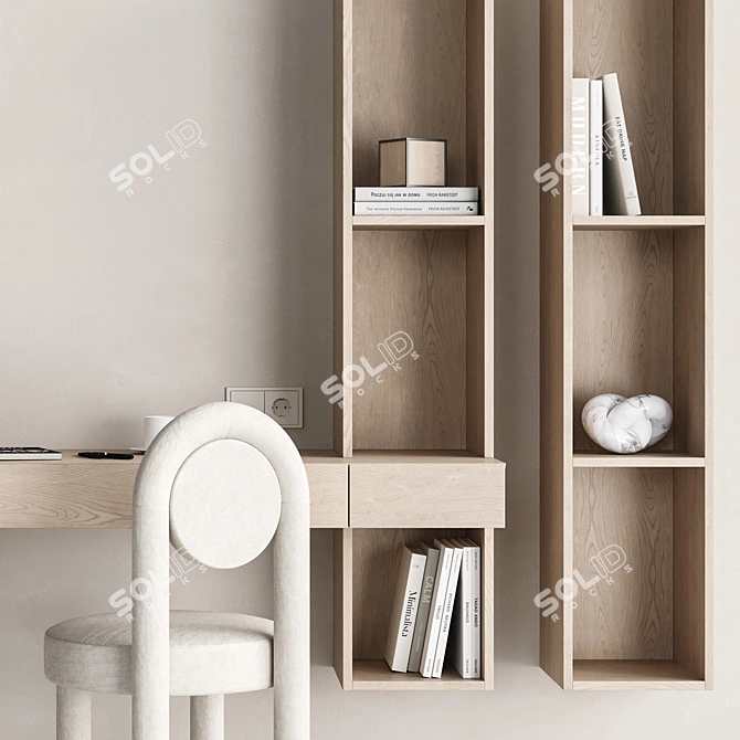 Modern Workspace Furniture Set 3D model image 3