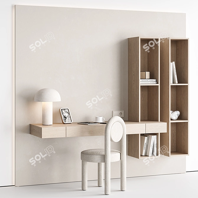 Modern Workspace Furniture Set 3D model image 4