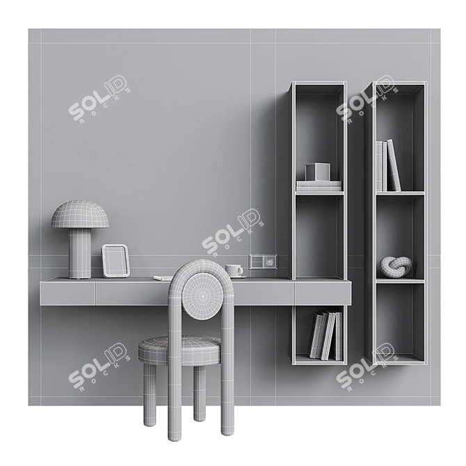 Modern Workspace Furniture Set 3D model image 7