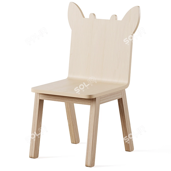 Kids Round Table and Animal Play Chairs 3D model image 2