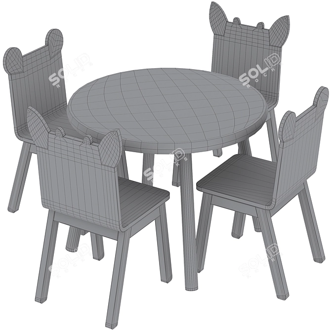 Kids Round Table and Animal Play Chairs 3D model image 5