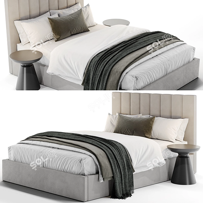 Sleek Emmet Bed & Table 3D model image 2