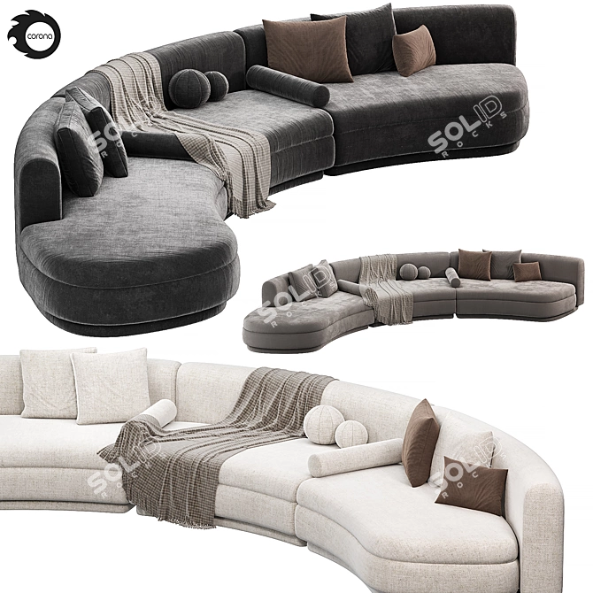 Luxurious Baxter Piaf Sofa 2015 3D model image 1